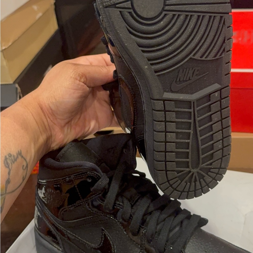 Jordan Black High-Top Sneakers with Patent Accents - Picture 7 of 8